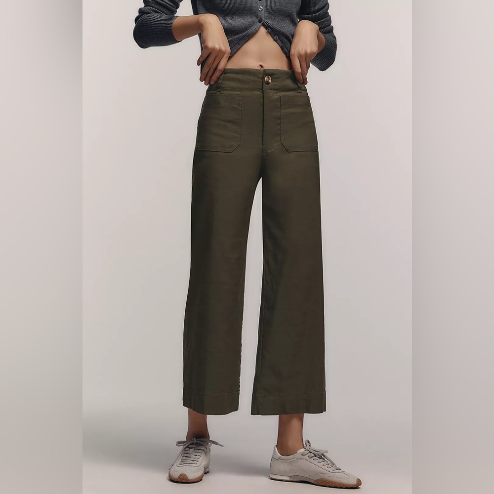 Maeve The Colette Magic Fabric Crop Wide-Leg Pants in Dried Fern— Womens 26